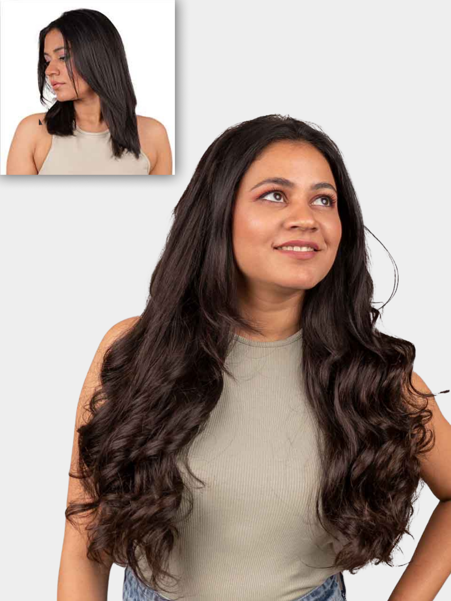 Natural Wavy Half Head Wig 100% Human Hair