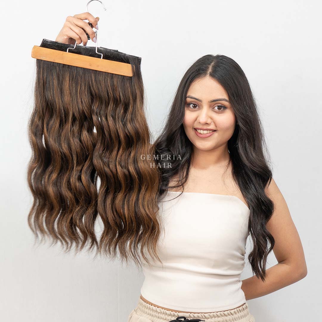 Caramel Brown Balayage | Seamless | 7 Set Clip-In Extensions