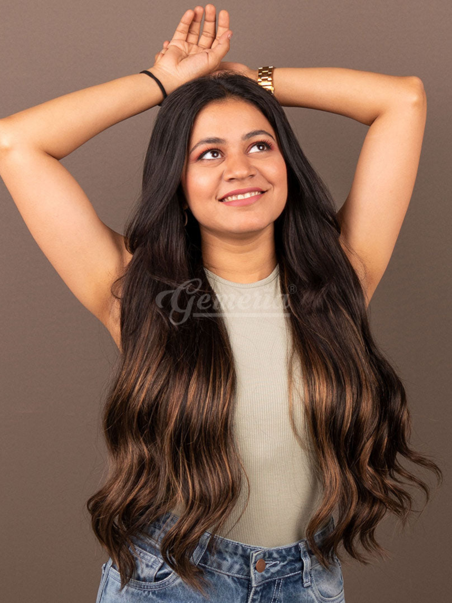 Chocolate Brown Balayage Half Head Wig