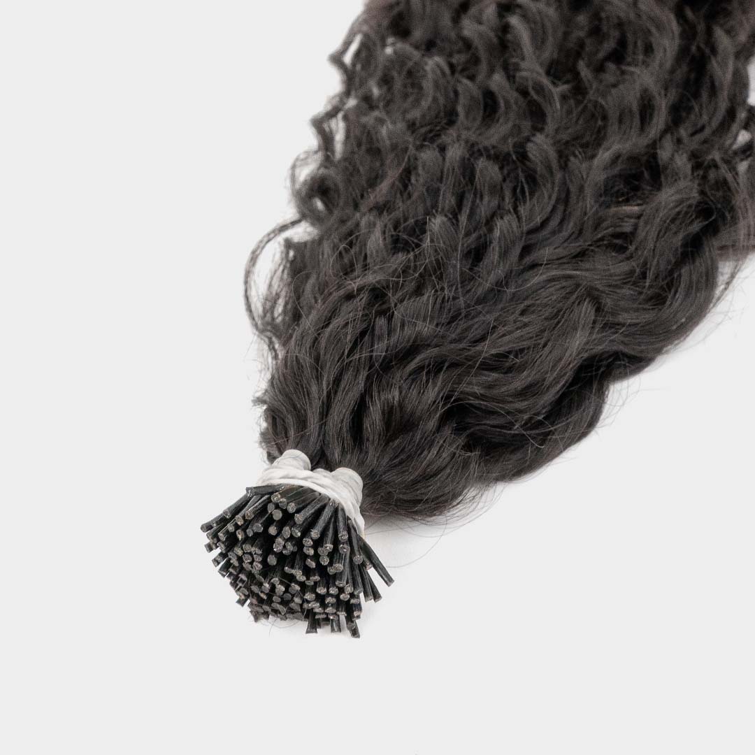 Natural curly I-tips hair extensions