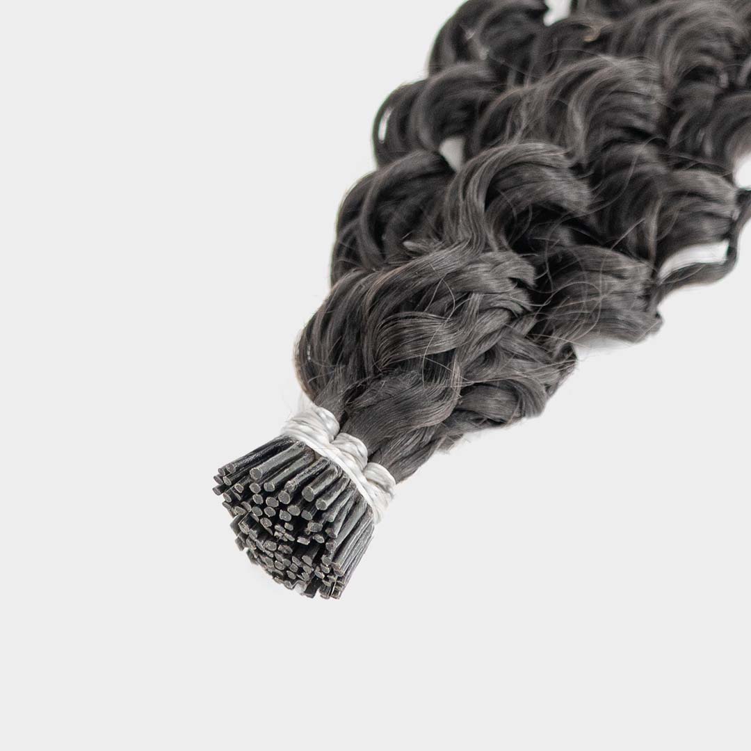 Deep curly I-tips hair extensions