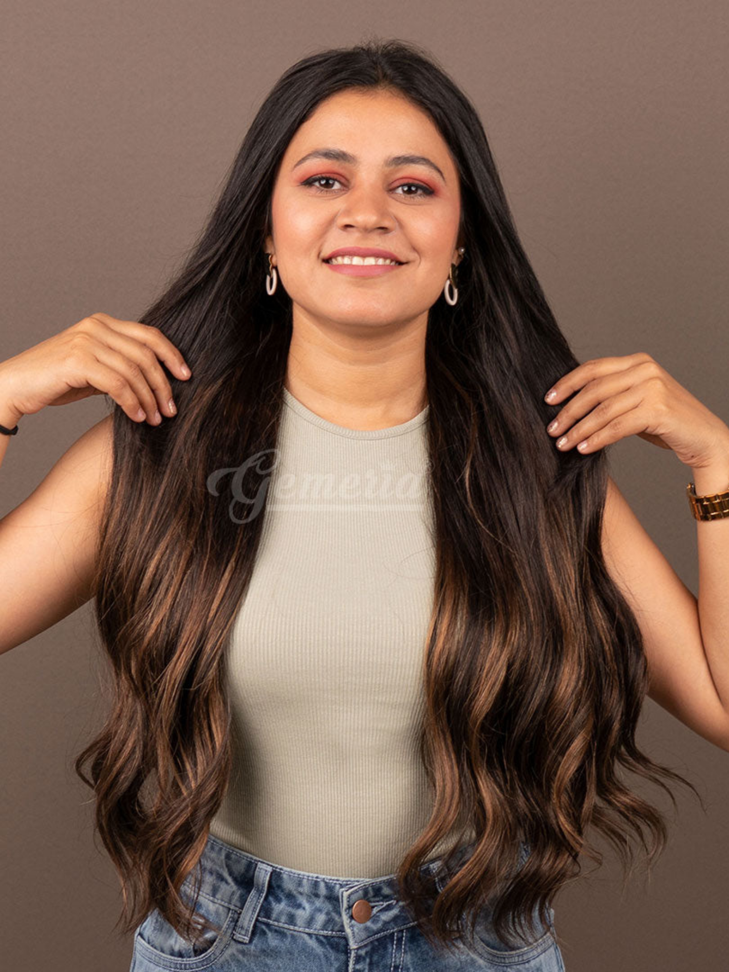 Chocolate Brown Balayage Half Head Wig