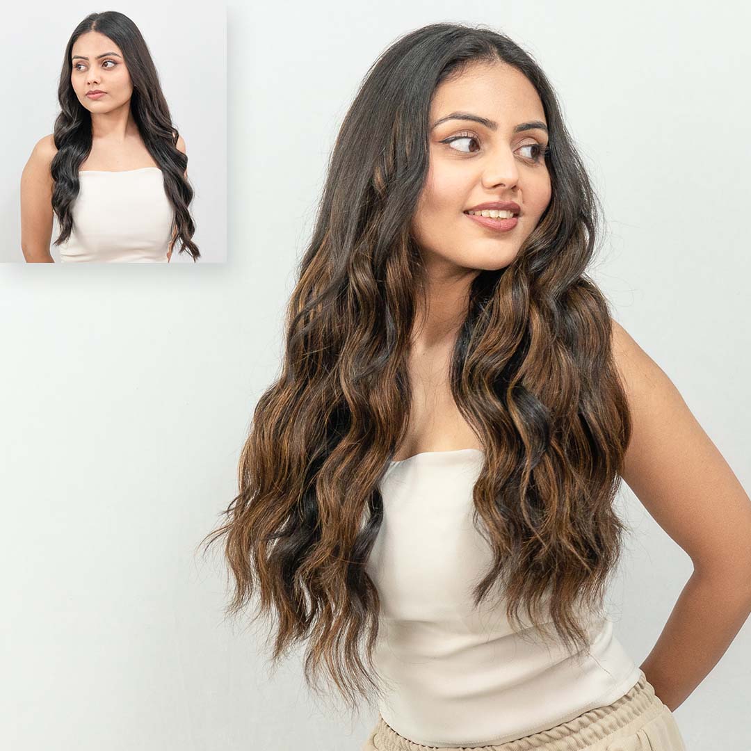 Caramel Brown Balayage | Seamless | 7 Set Clip-In Extensions