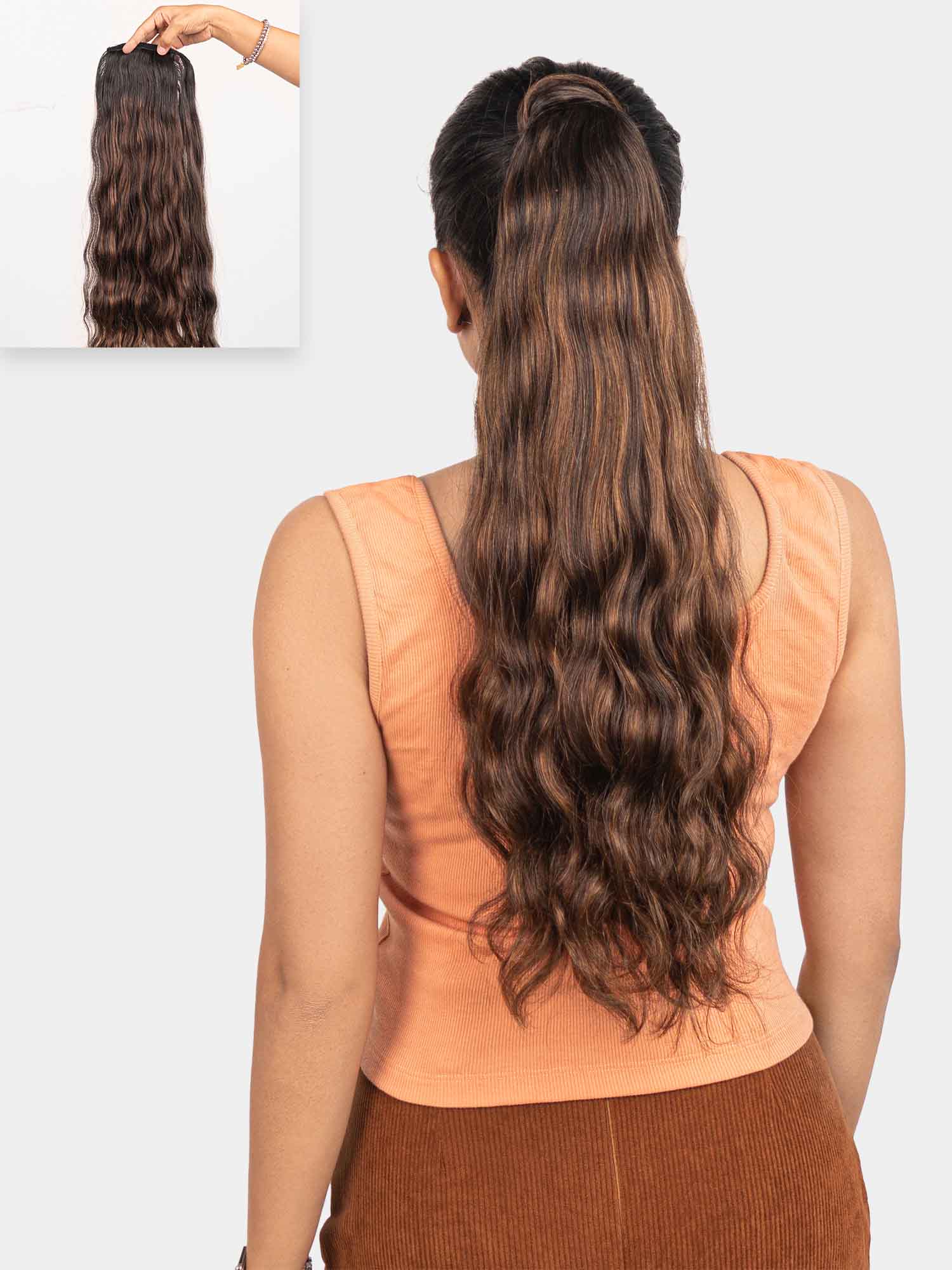 Chocolate Brown Balayage Ponytail Extension