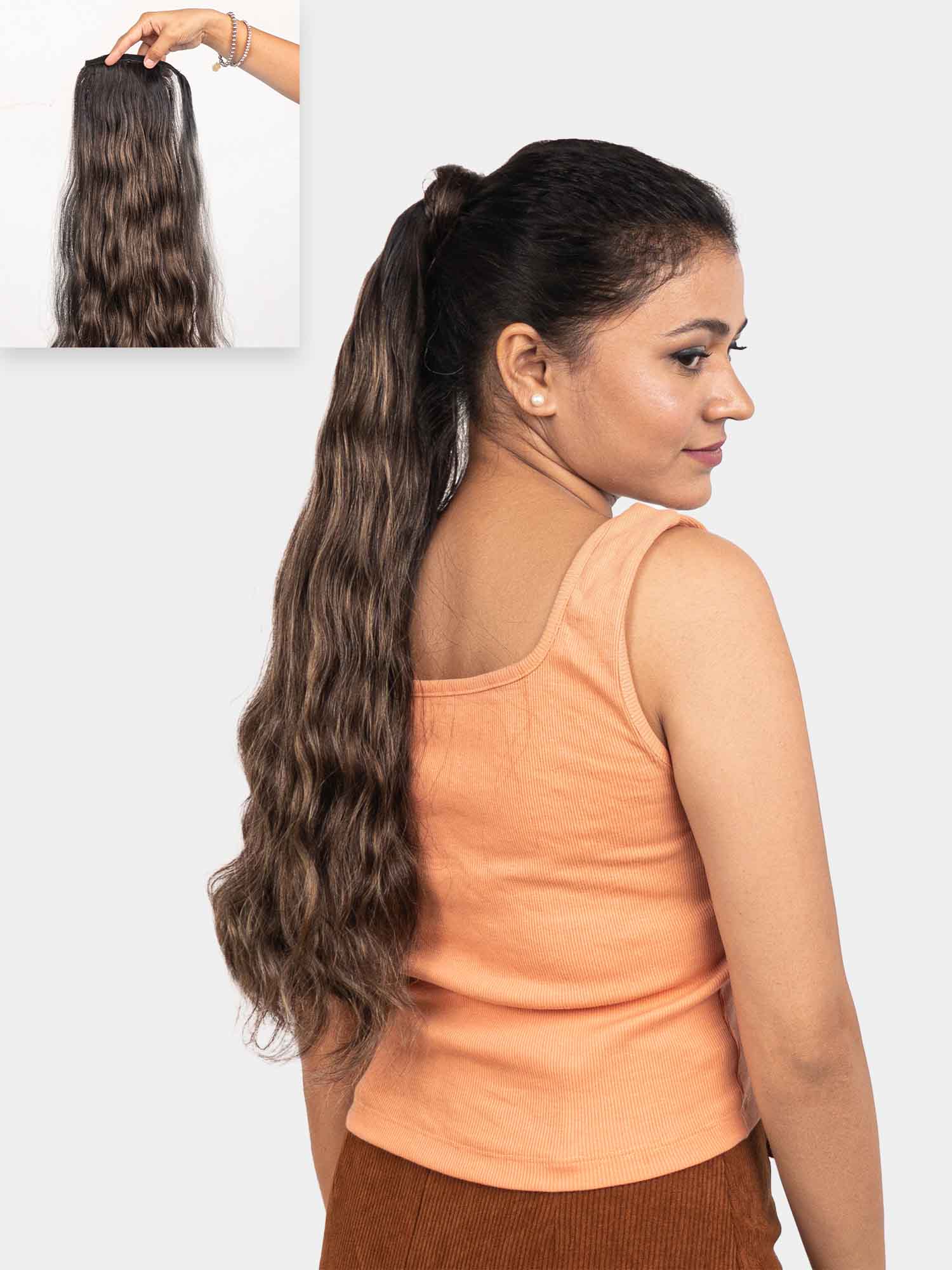 Light Ash Brown Balayage Ponytail Extension