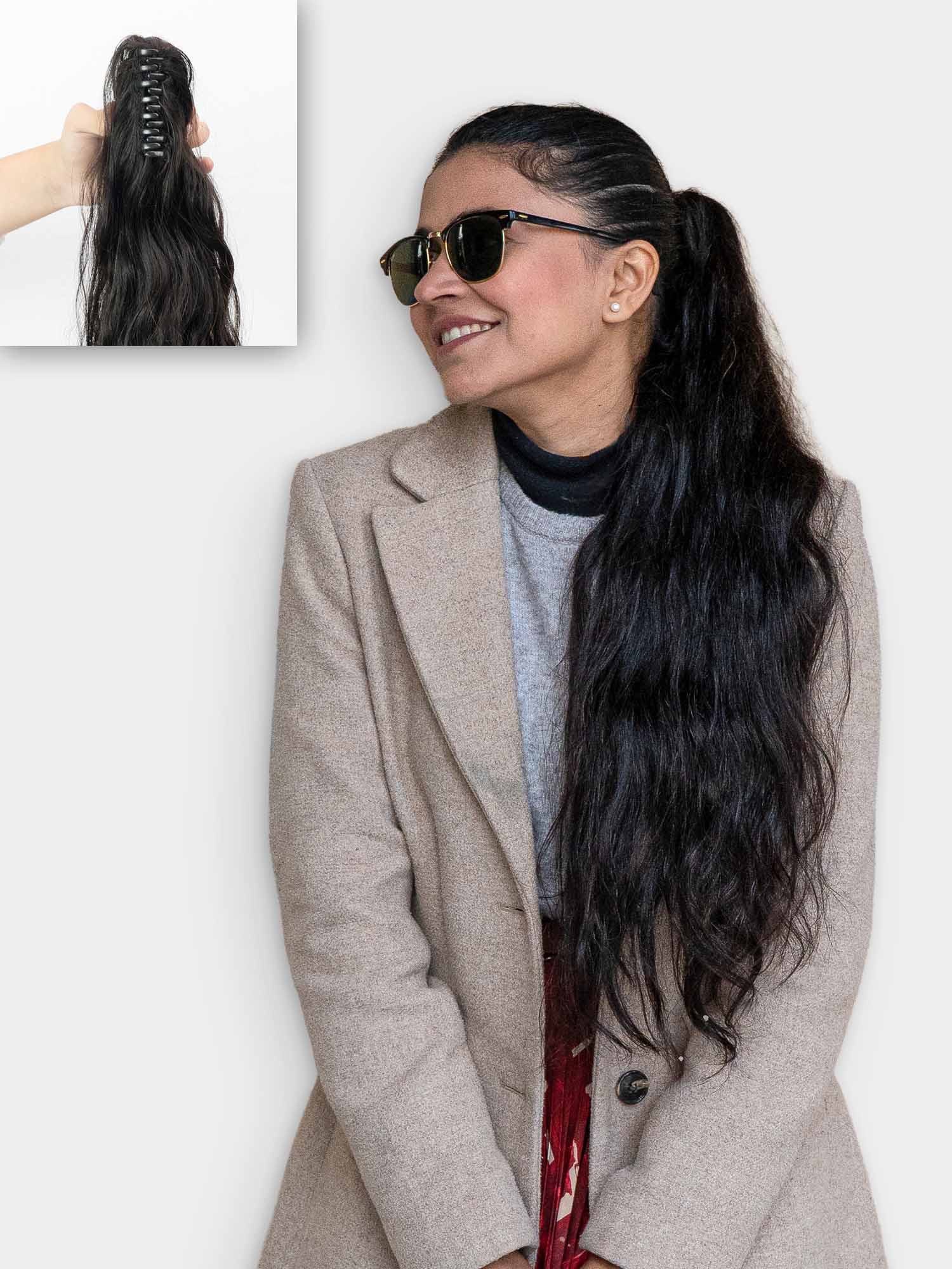 Extensión De Cabello Para Cola De Caballo Con Clip De Garra - Cabello Sintético, Varios Colores Y Largos