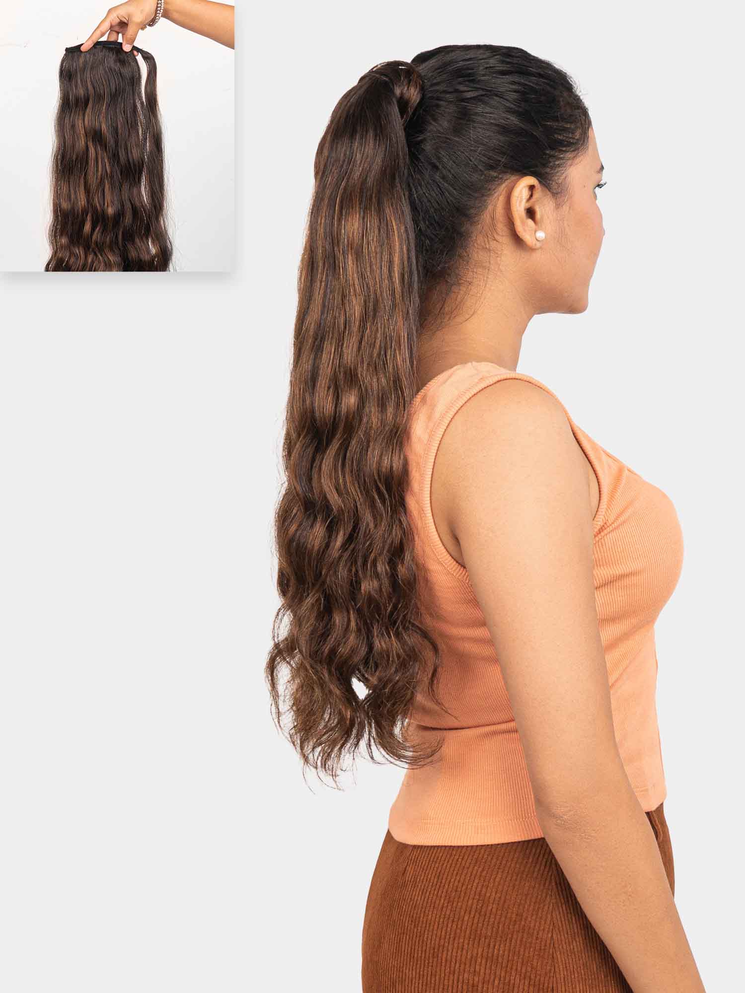 Ash Brown Balayage Ponytail Extension
