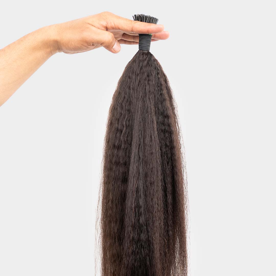 Kinky straight I-tip hair extensions