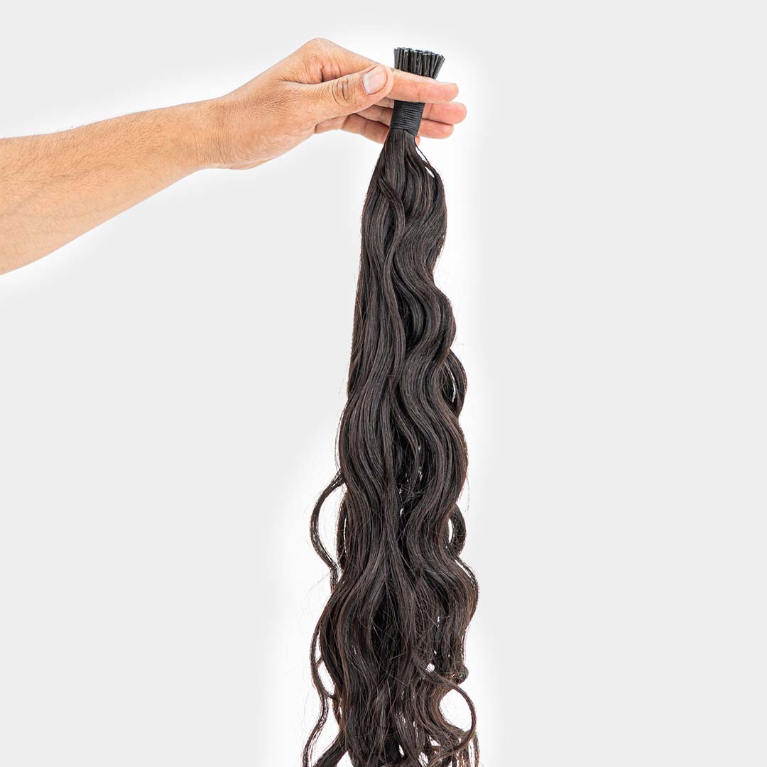 Natural wavy I-tips hair extensions