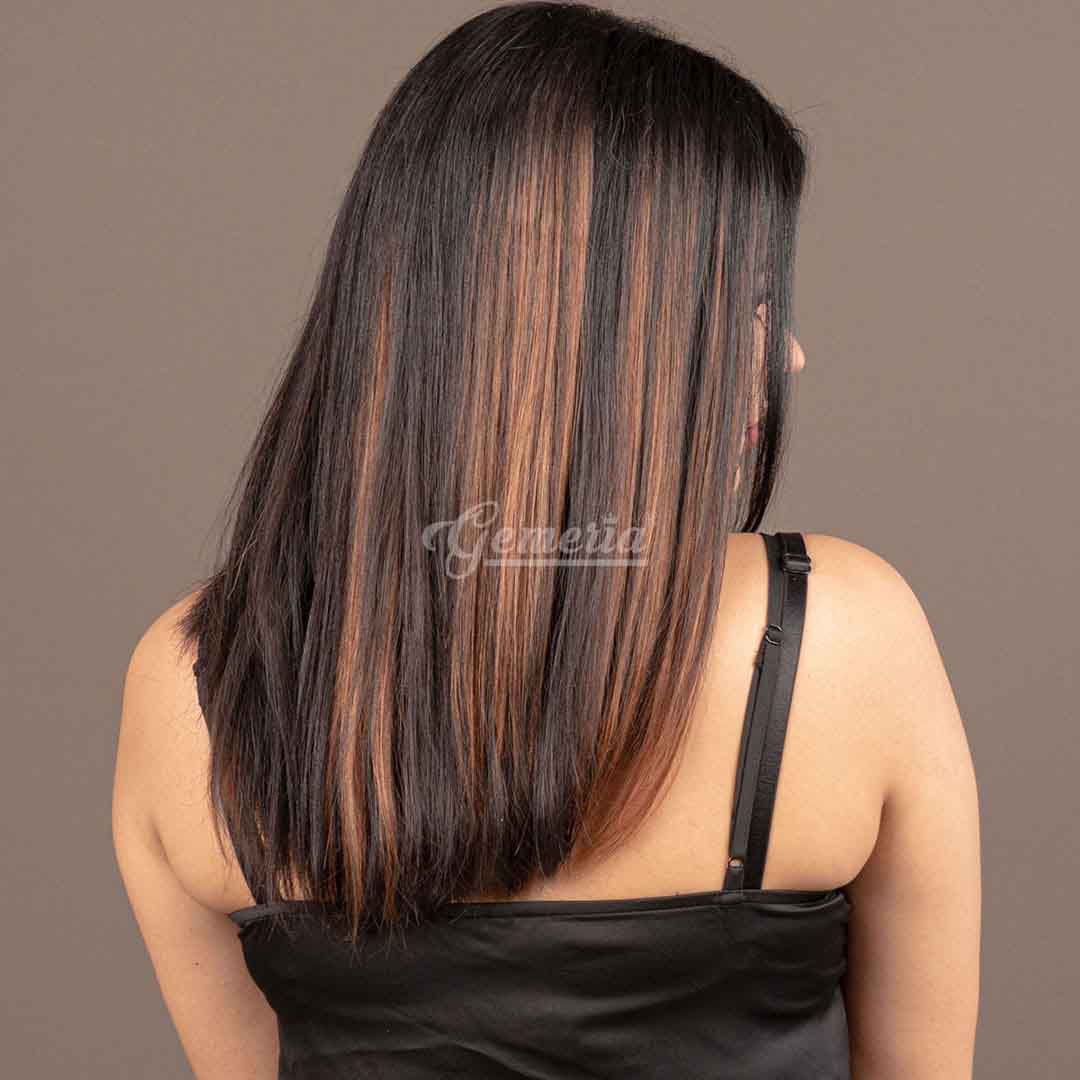 Copper brown single clip highlights