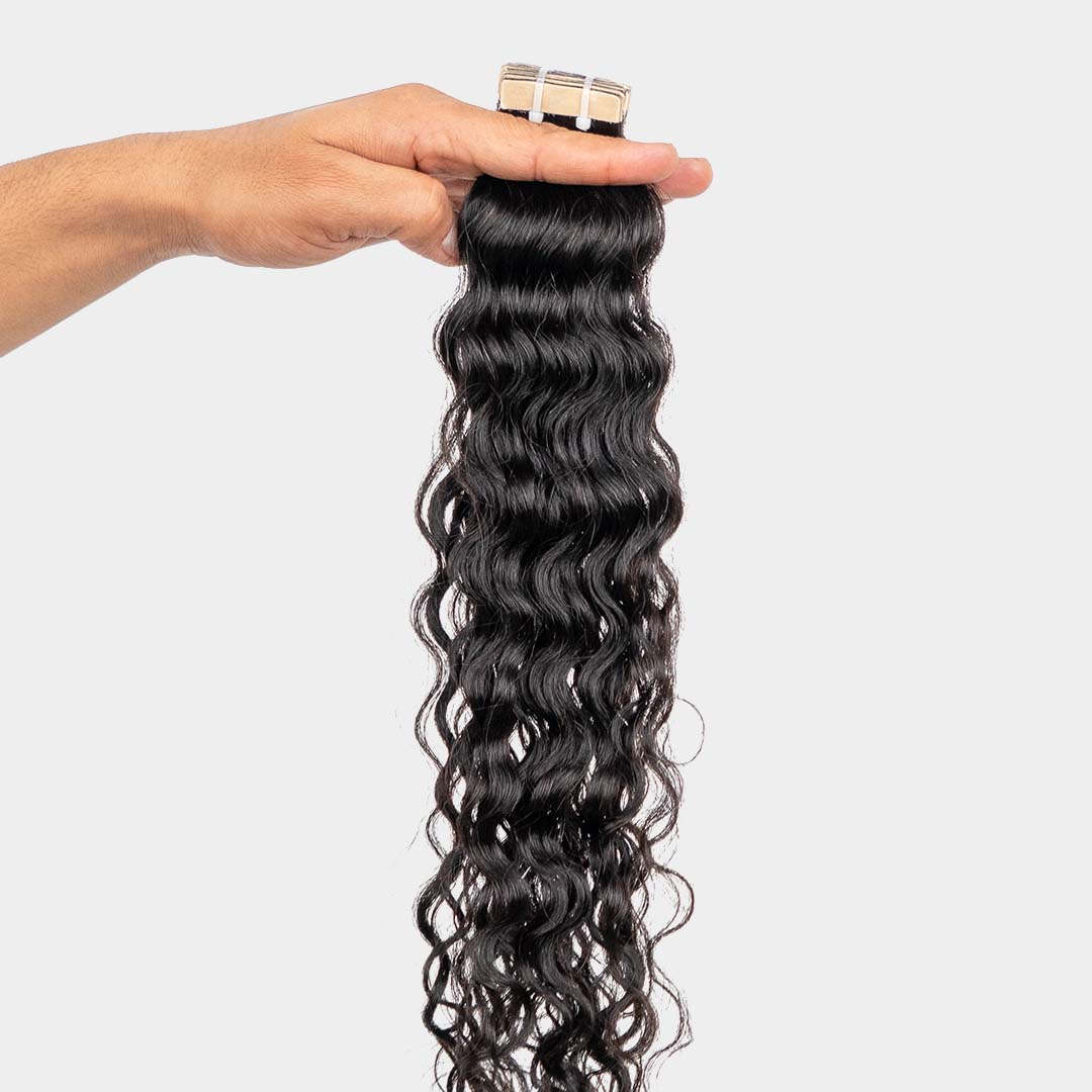 Natural curly tape-in hair extension