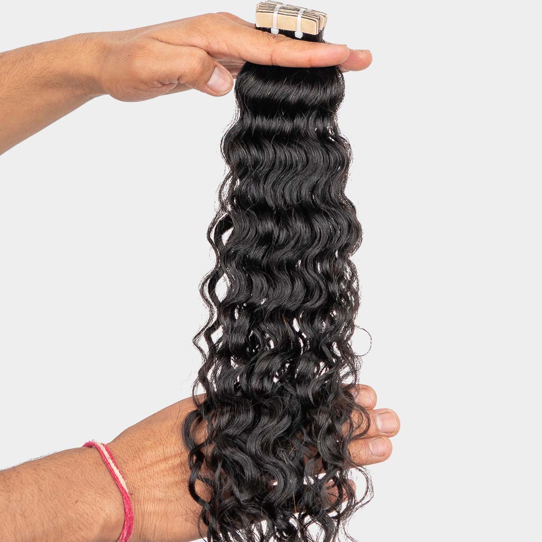 Natural curly tape-in hair extension