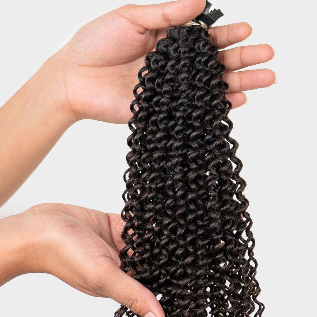 Kinky curly flat-tips extensions