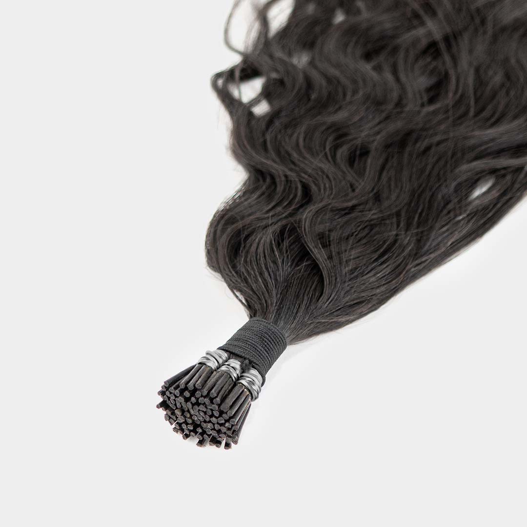 Natural wavy I-tips hair extensions