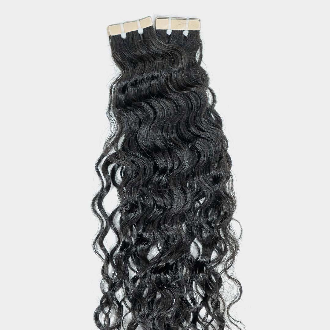 Natural curly tape-in hair extension