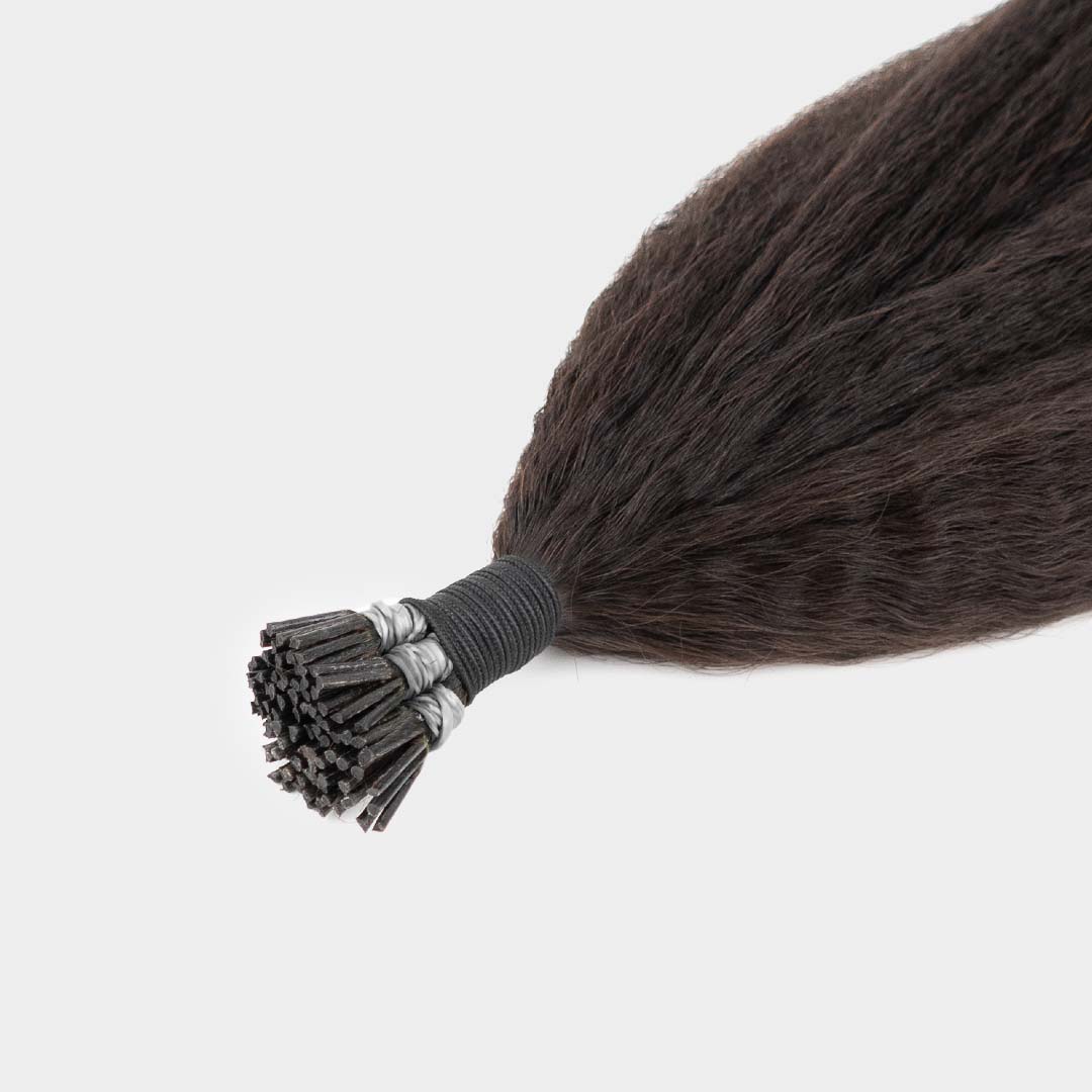 Kinky straight I-tip hair extensions