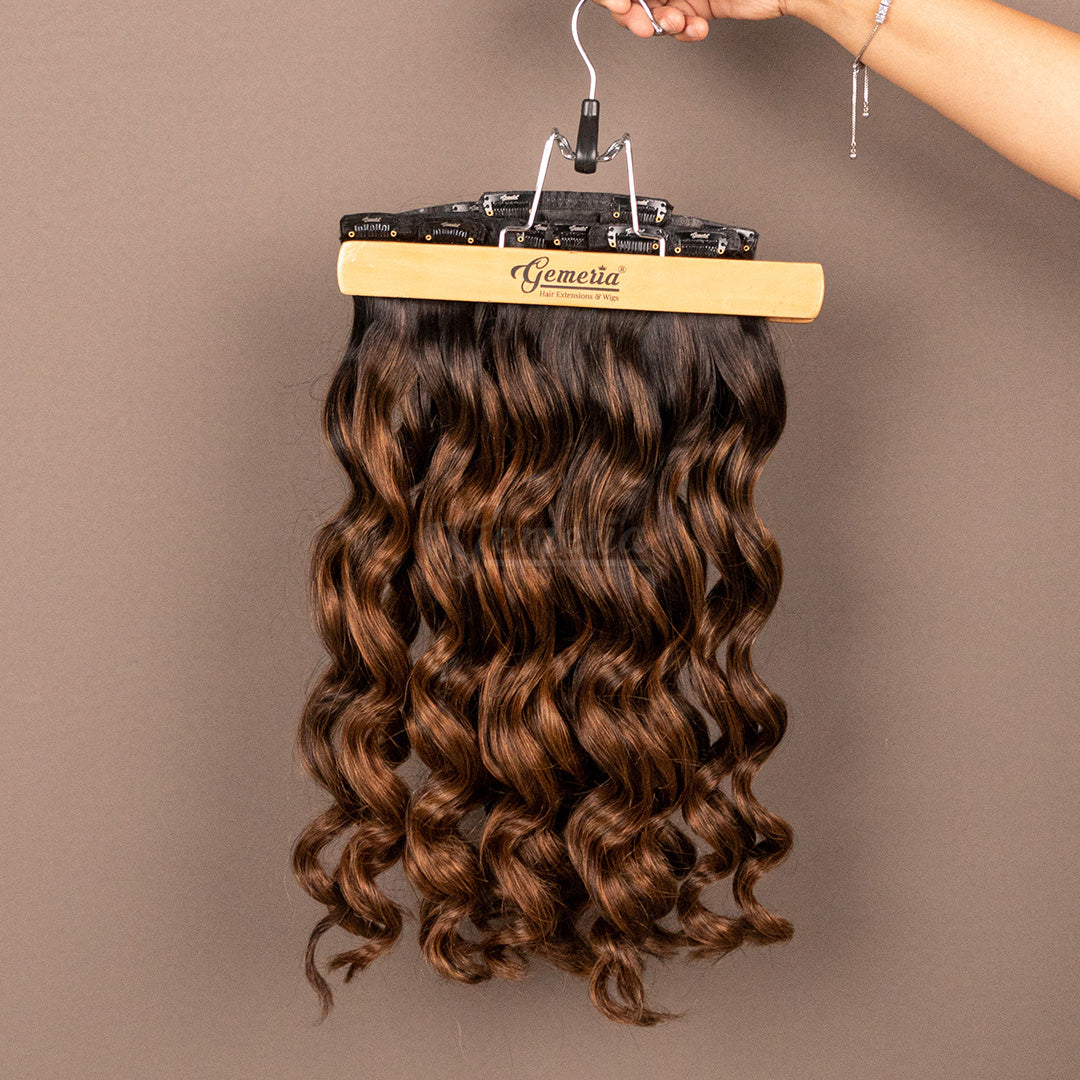 Caramel Brown Balayage | Seamless | 7 Set Clip-In Extensions