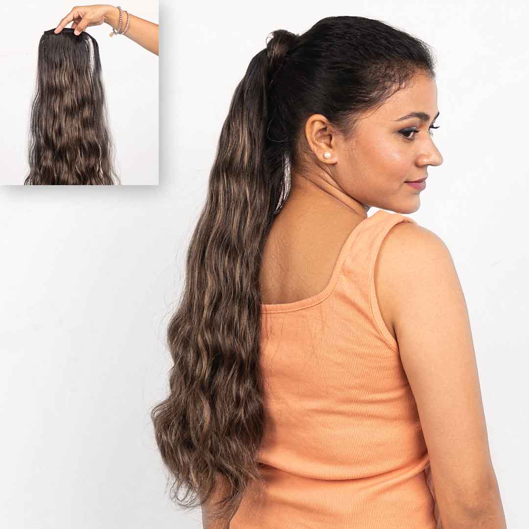 Light Ash brown balayage ponytail extension