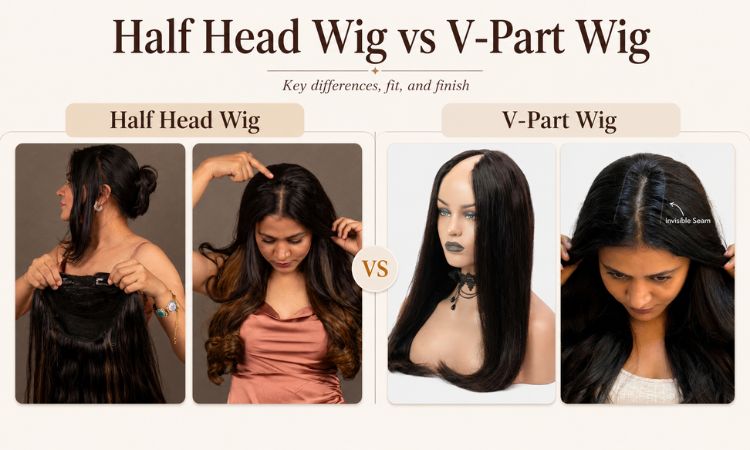 half head wig vs v part wig