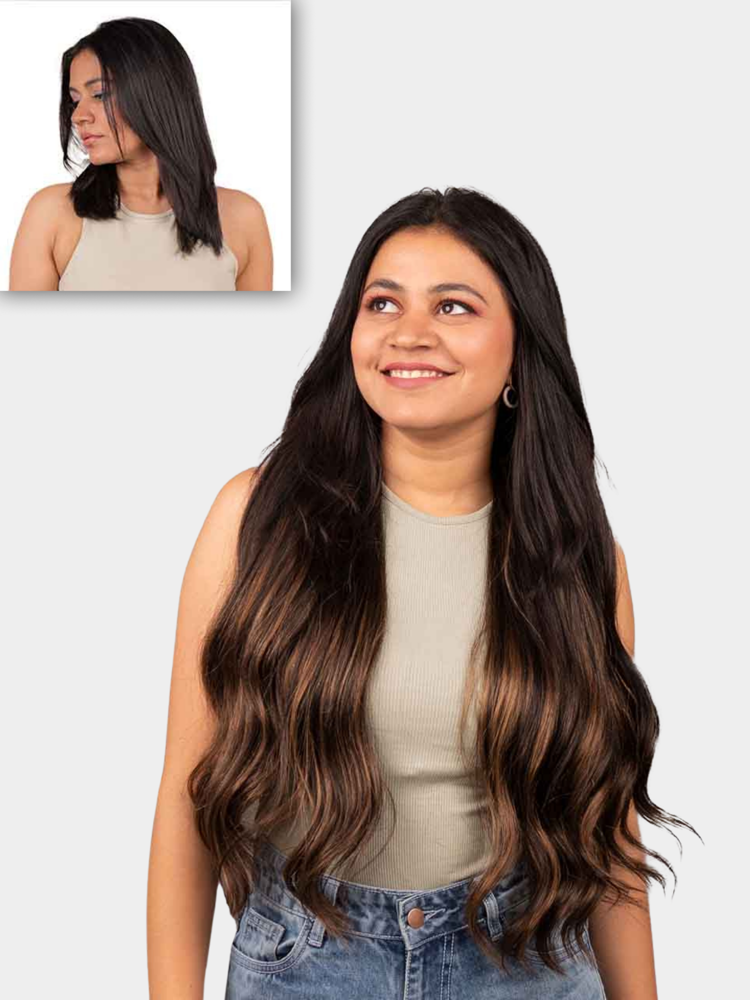 Chocolate Brown Balayage Half Head Wig