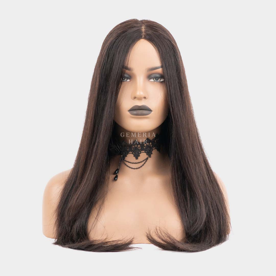 Straight glue less silk base wig