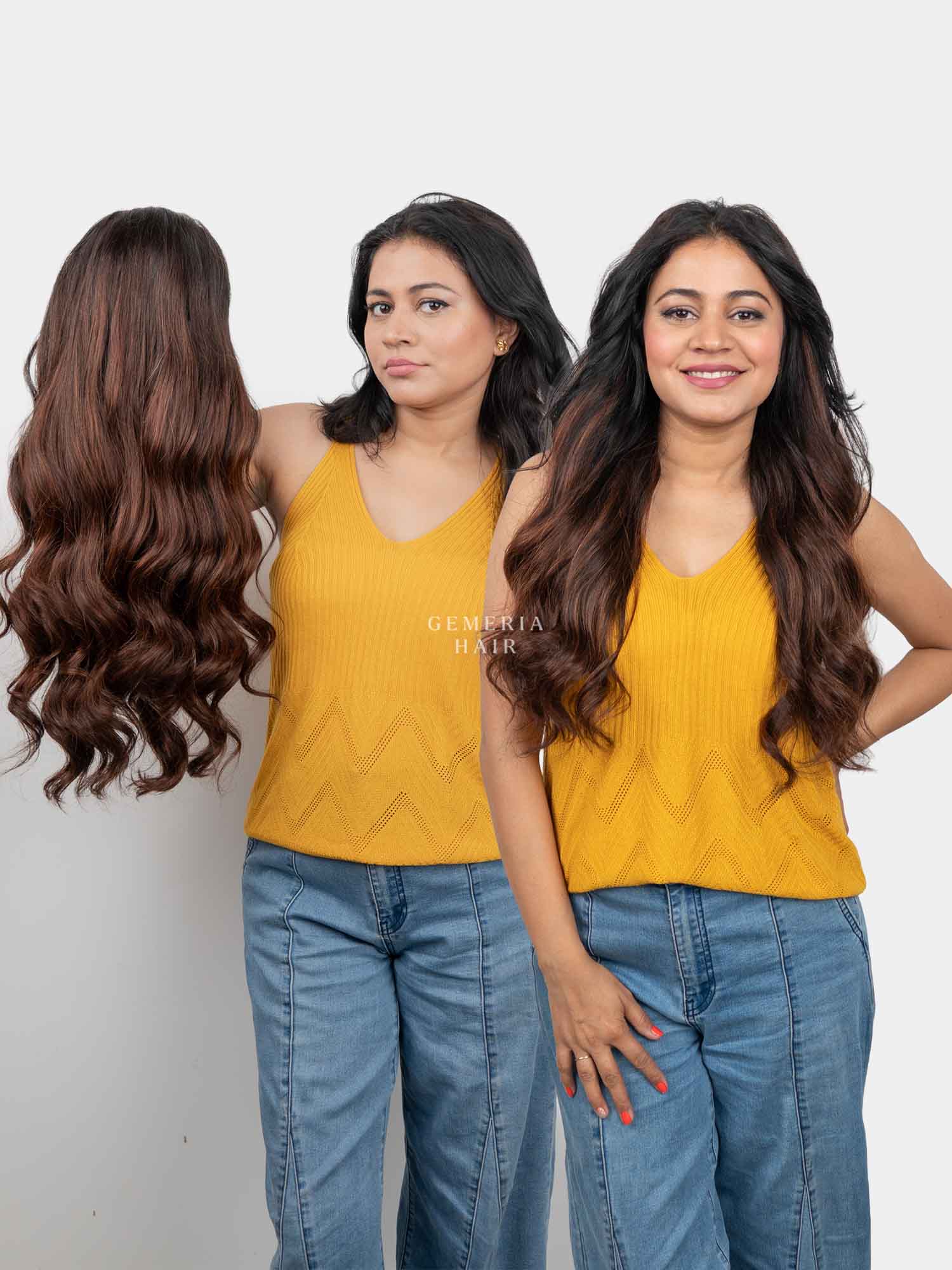 Barrel Brown Balayage Half Head Wig