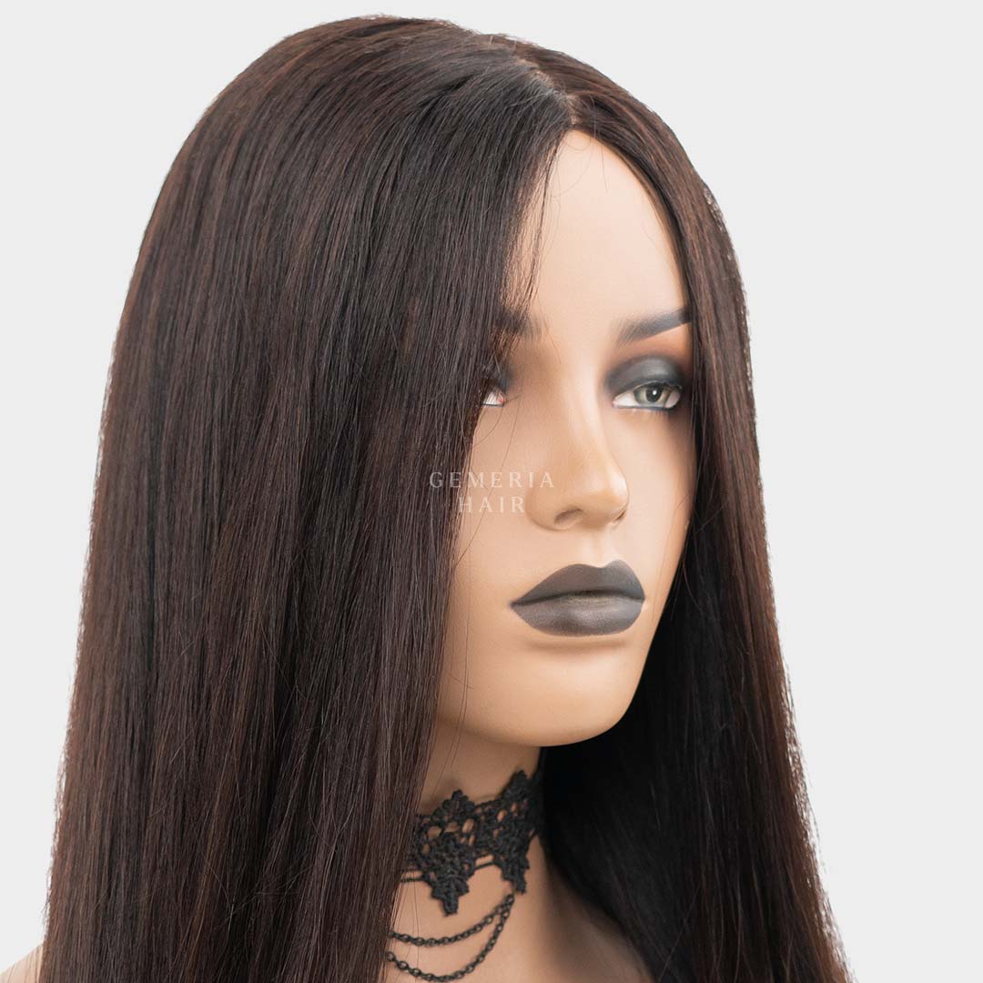 Straight glue less silk base wig