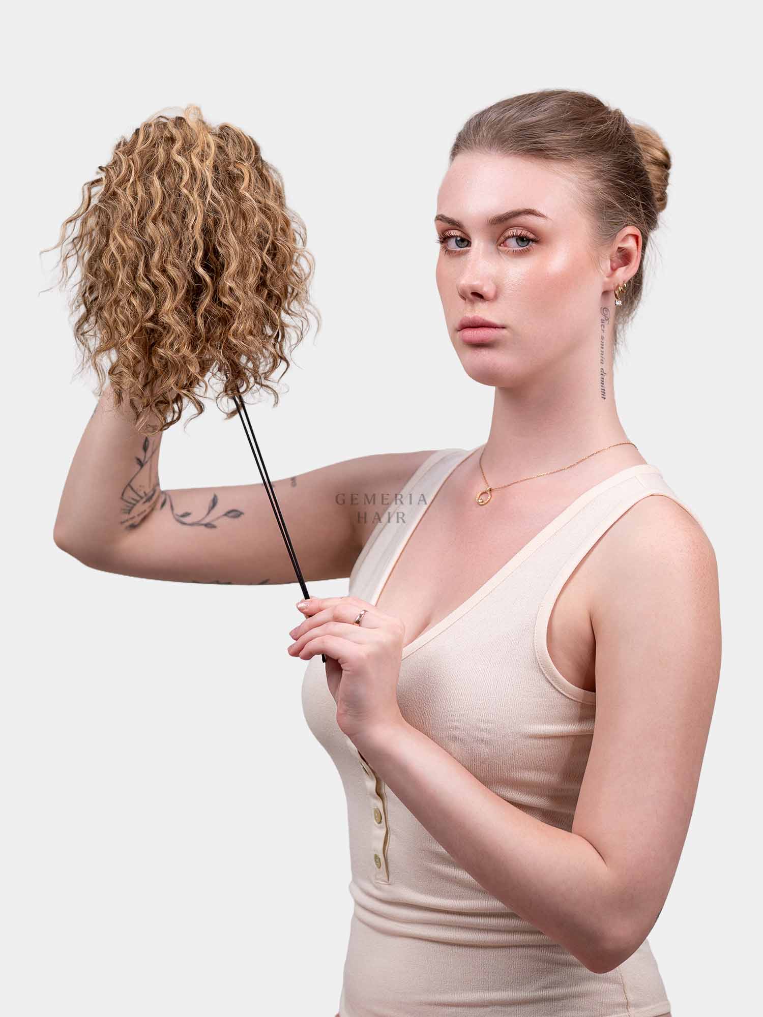 Blonde Curly Hair Bun