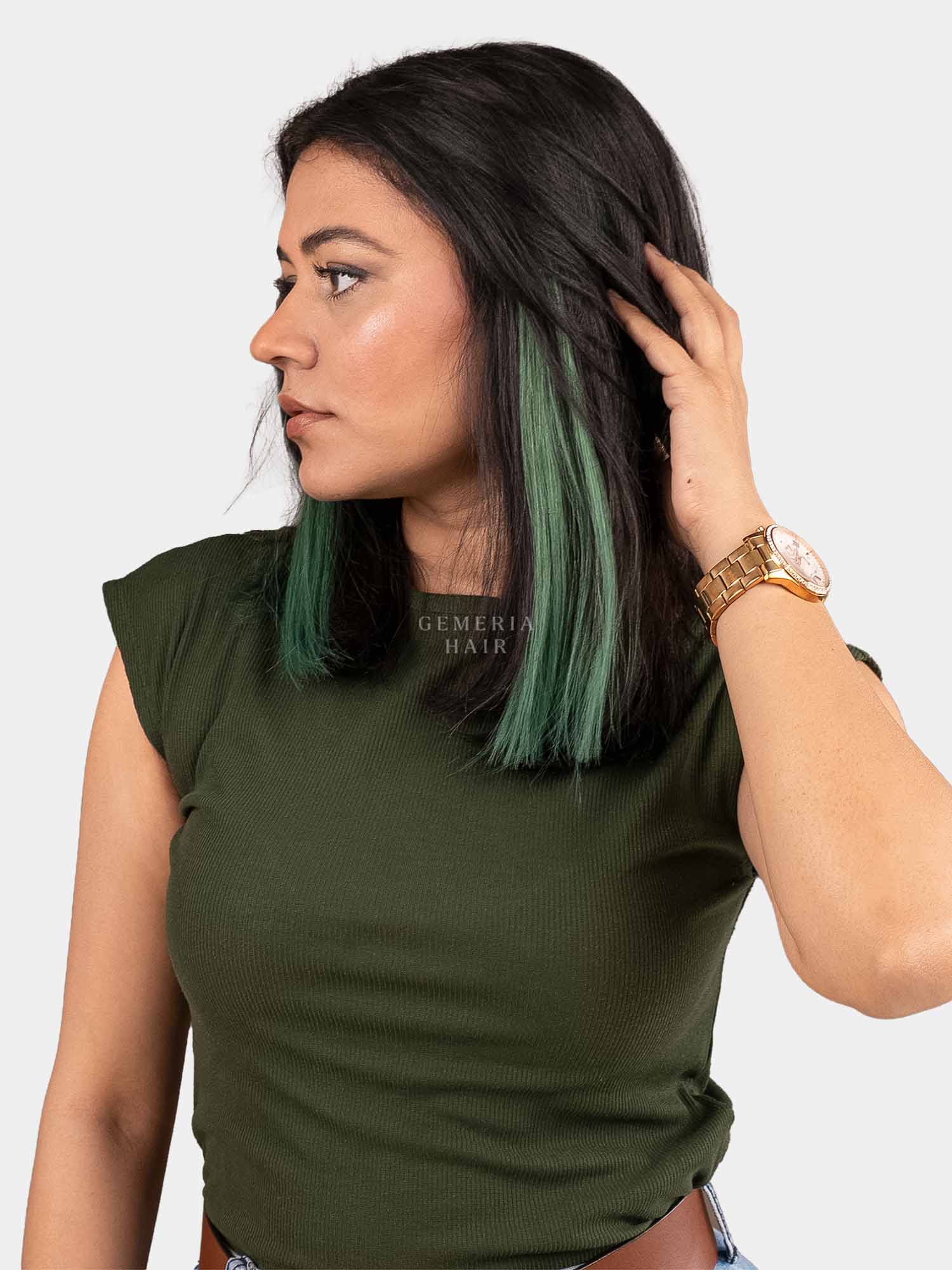 Emerald Green Single Clip-In Colored Highlights | Buy Online