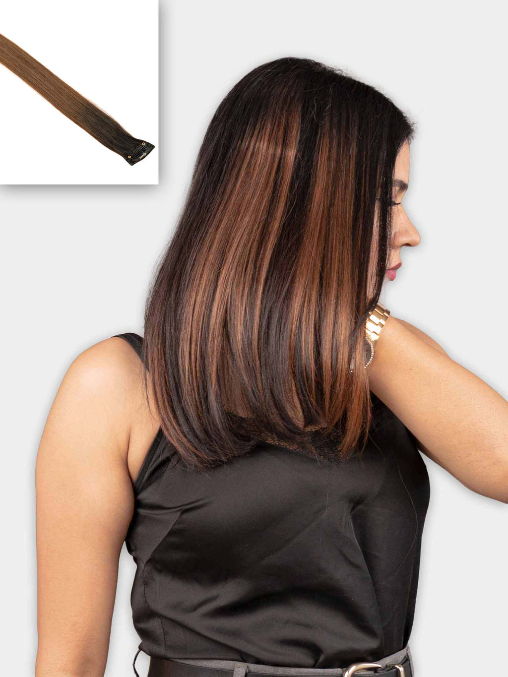 1pc. Copper Brown Clip in Hair Extensions 19\