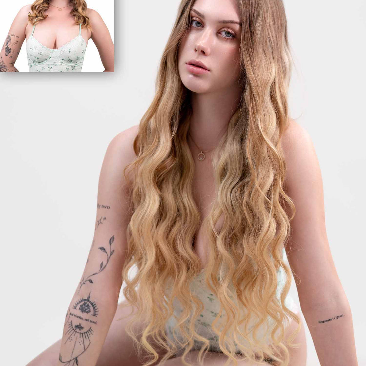 14” straight wavy clip wig blonde hair extensions for women Clip in Long Wavy Synthetic Hair Extension 20 Inch Blonde  main image 2