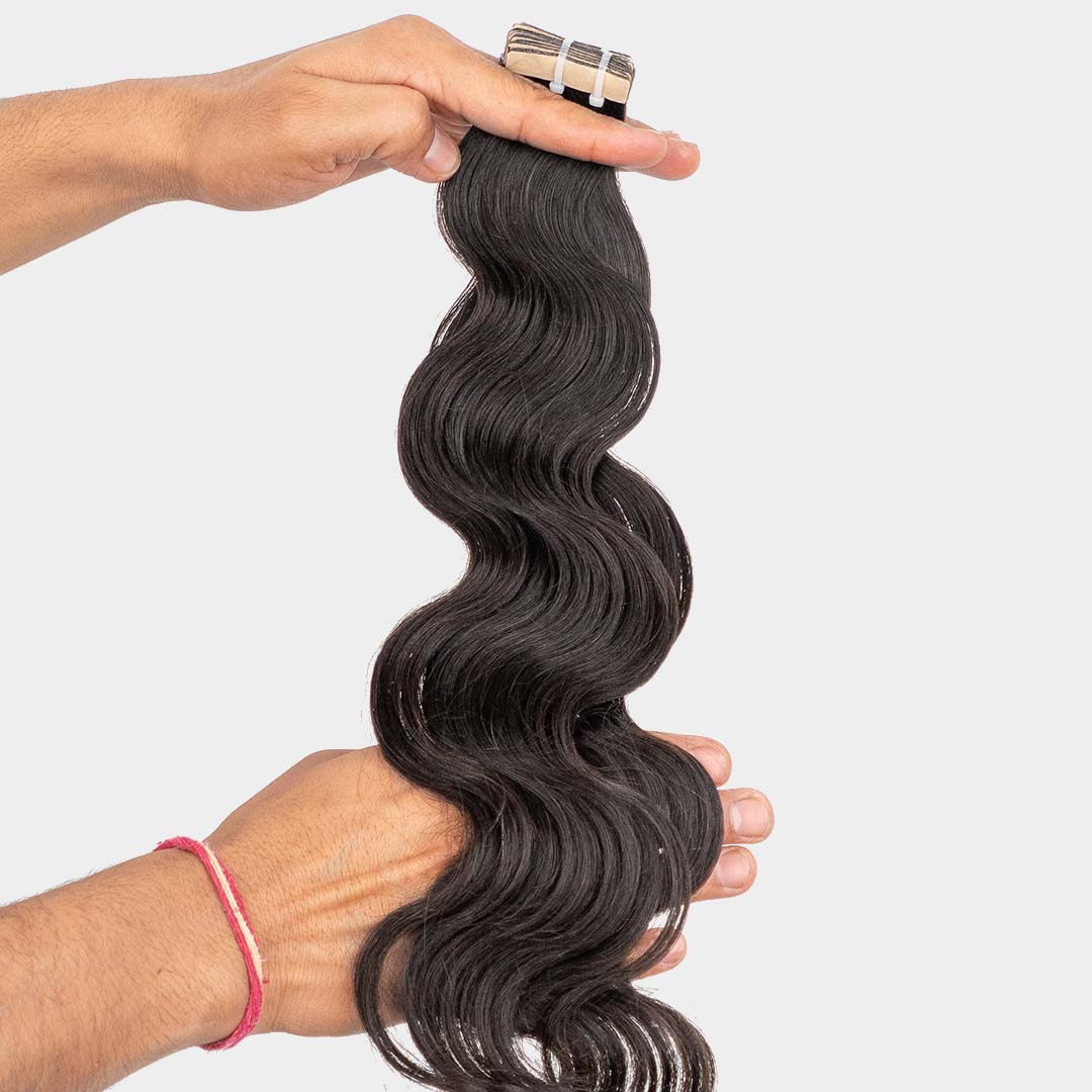 Body wave tape-in hair extensions