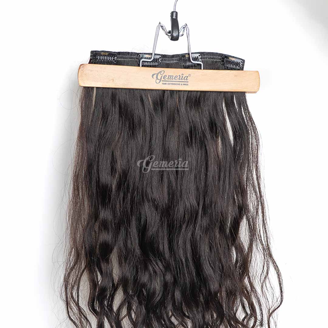 Seamless 1 Piece Clip In Volumizer Wavy 22 80 Grams Dark Brown Hair Extension by Gemeria