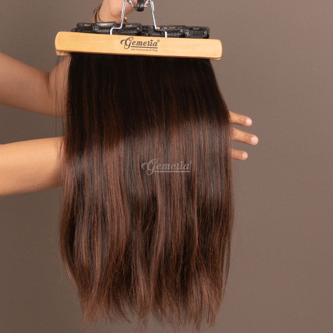 Barrel Brown Balayage | Seamless | 7 Set Clip-In Extensions