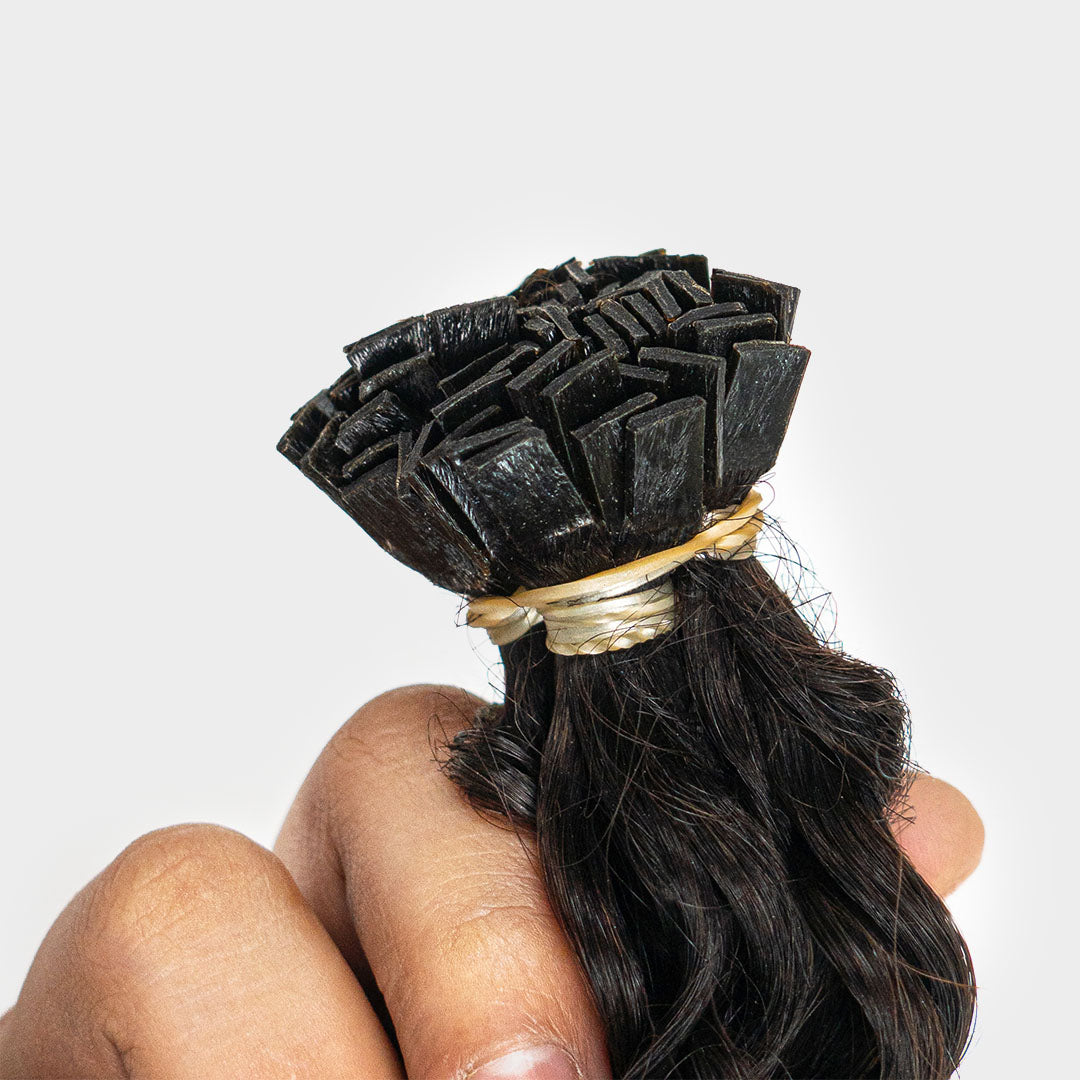 Natural wavy flat-tips extensions