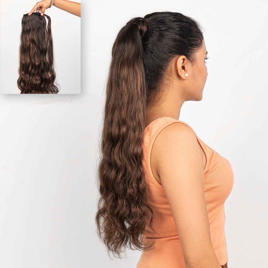 Ash brown balayage ponytail extension